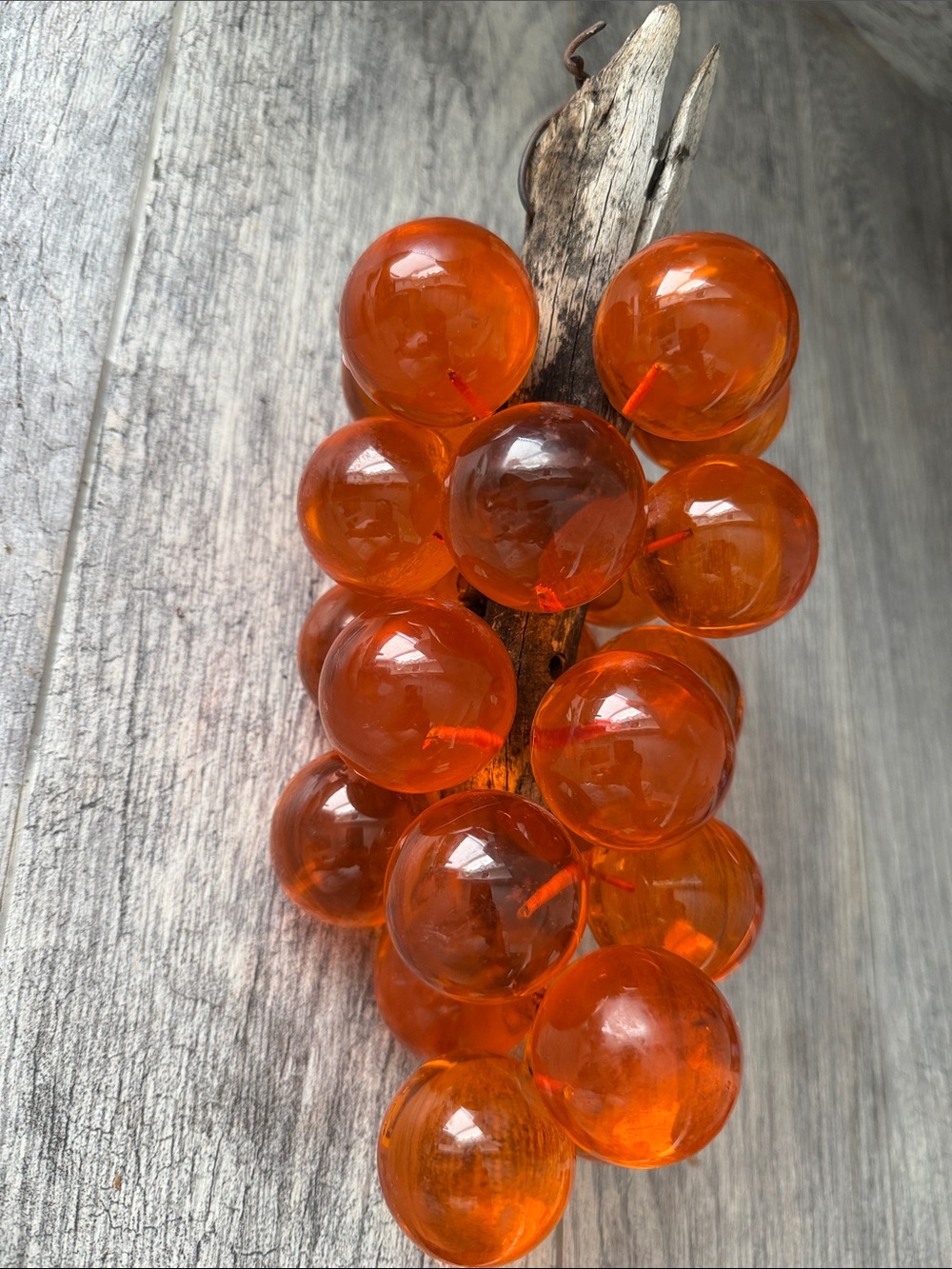Vintage Collectable Orange Lucite Grape Cluster Decorative Accent - Picture 3 of 5